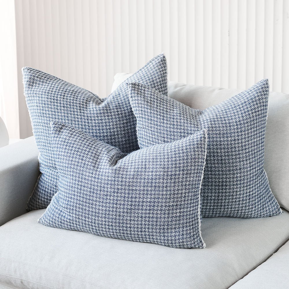 Ordonne Linen Houndstooth Cushion - Navy - Eadie Lifestyle