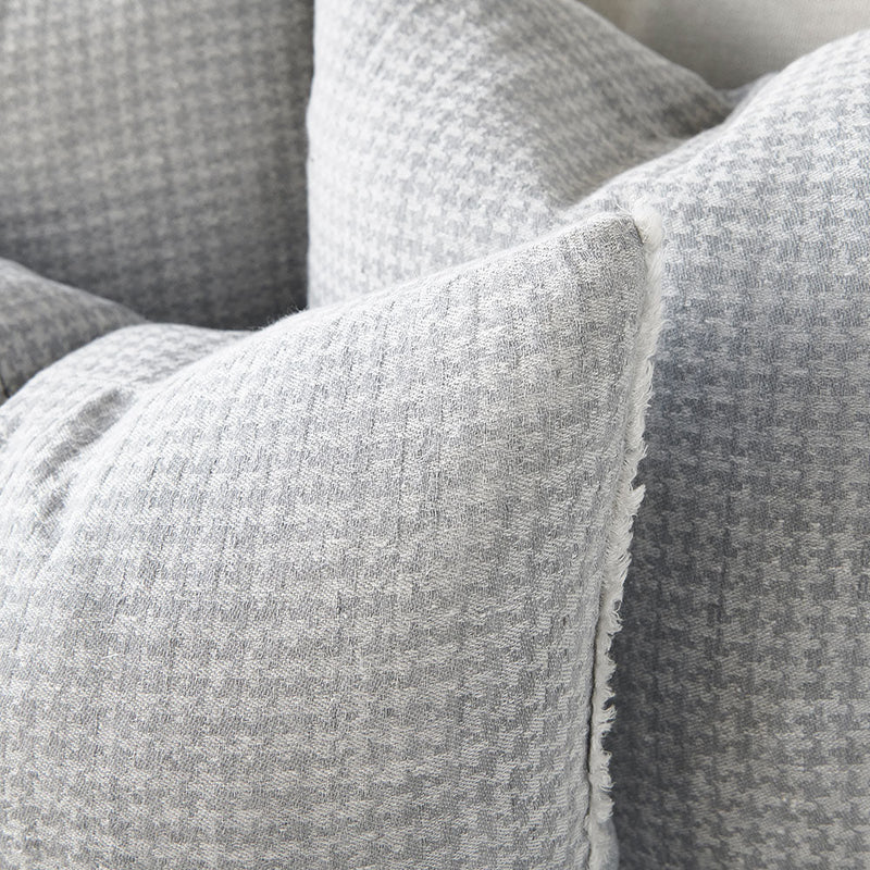 Ordonne Linen Houndstooth Cushion - Silver Grey - Eadie Lifestyle