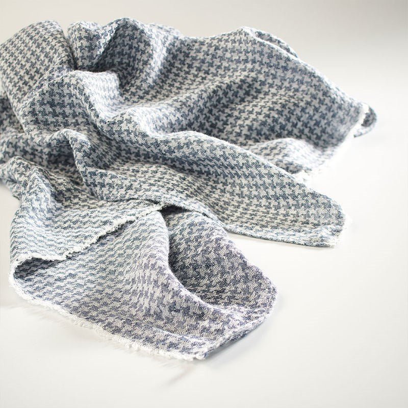 Ordonne Linen Houndstooth Throw - Navy - Eadie Lifestyle