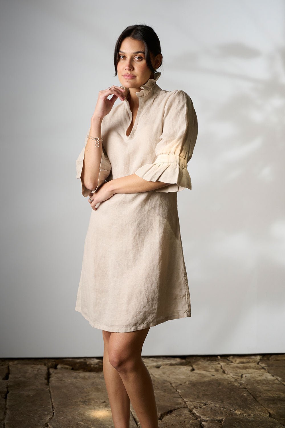 Palazzo Linen Dress - Natural - Eadie Lifestyle