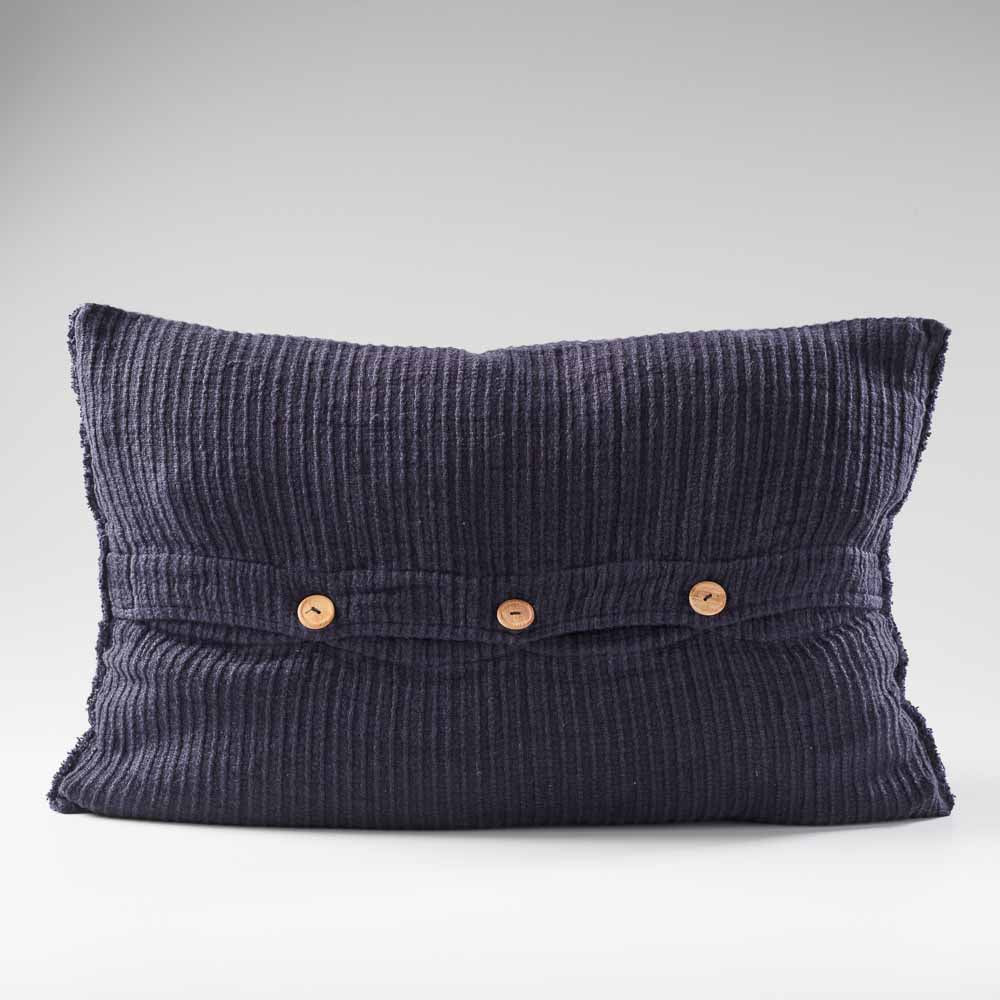 Navy store linen cushion