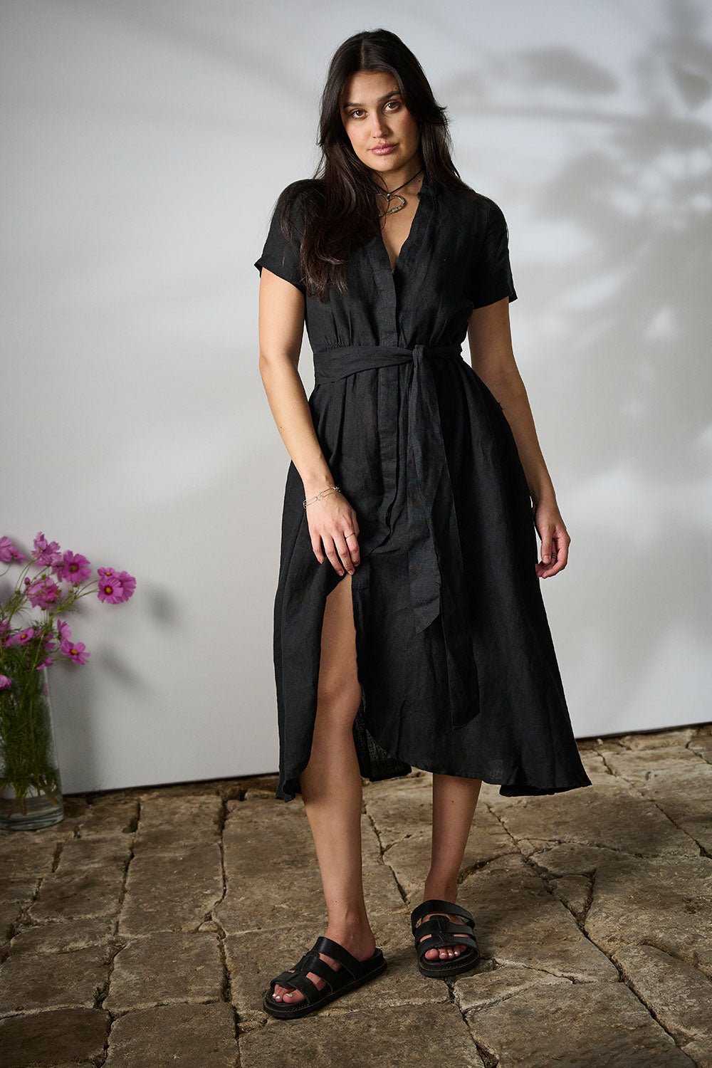 Ravello Linen Dress - Black - Eadie Lifestyle