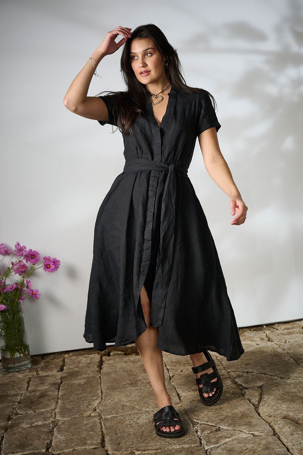 Ravello Linen Dress - Black - Eadie Lifestyle