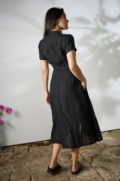 Ravello Linen Dress - Black - Eadie Lifestyle