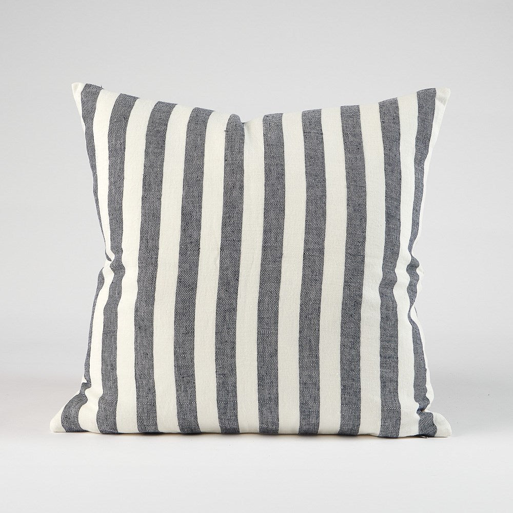 Santi Outdoor Linen Cushion - White/Navy Stripe - Eadie Lifestyle