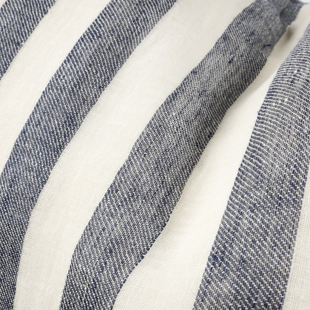 Santi Outdoor Linen Cushion - White/Navy Stripe - Eadie Lifestyle