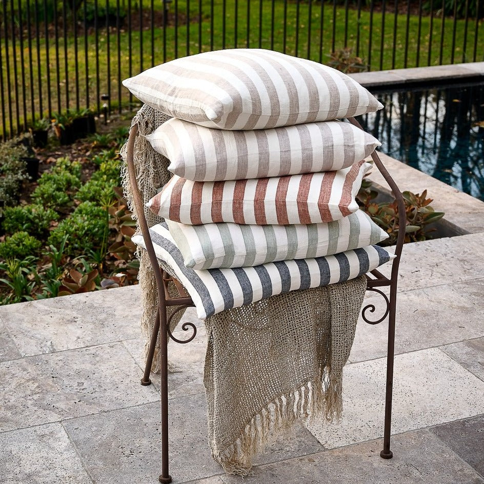 Striped outdoor seat outlet cushions