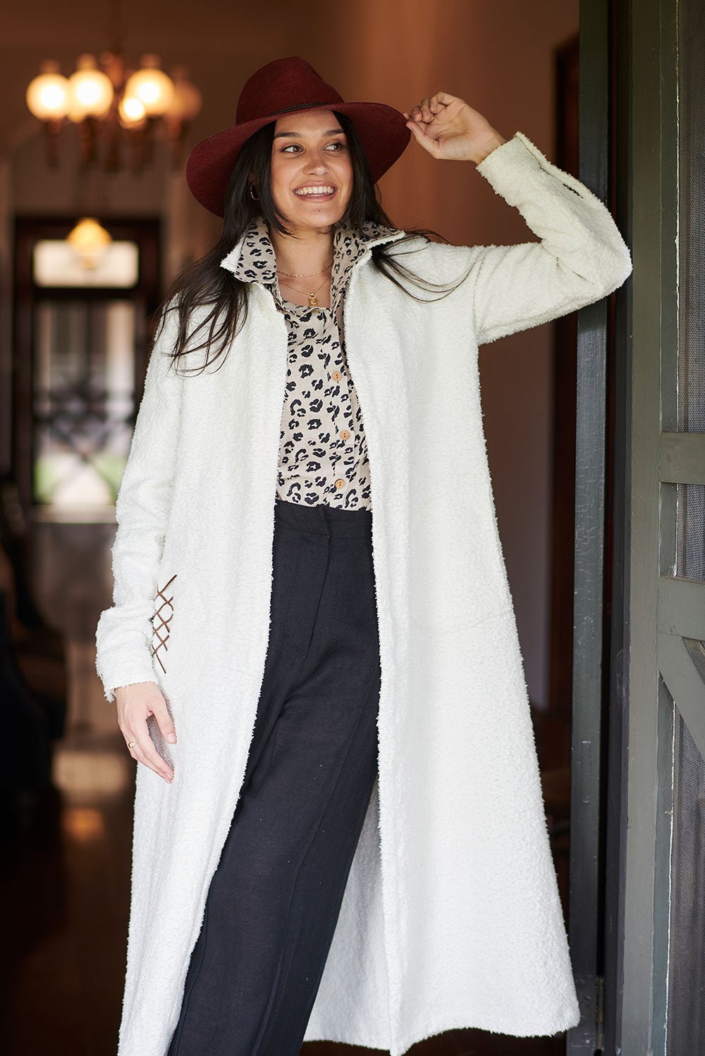 Long white sale wool winter coat