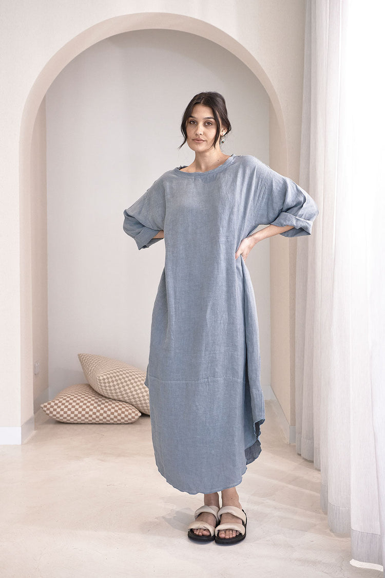 The Malle Linen Dress - Blue – Eadie Lifestyle