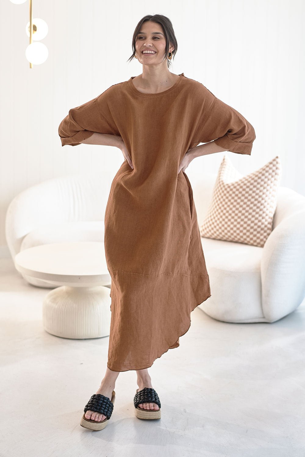 The Malle Linen Dress - Nutmeg - Eadie Lifestyle