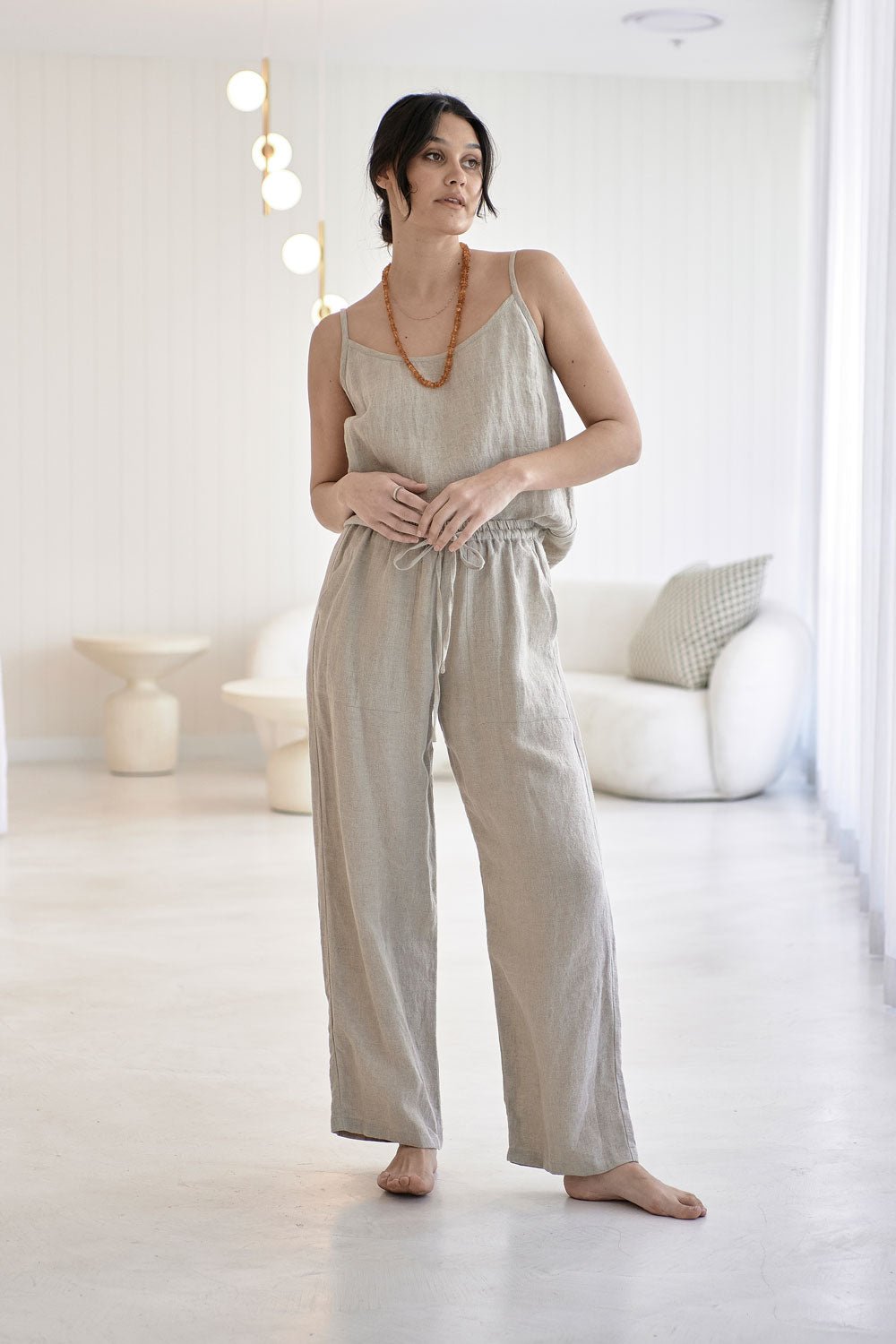 Wide Leg Linen Pant - Natural - Eadie Lifestyle