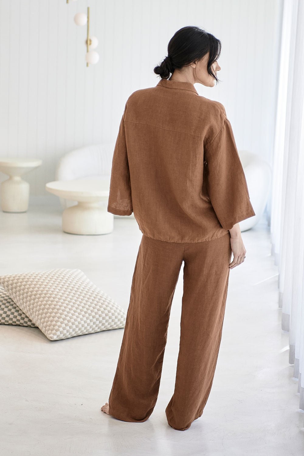 Wide Leg Linen Pant - Nutmeg - Eadie Lifestyle