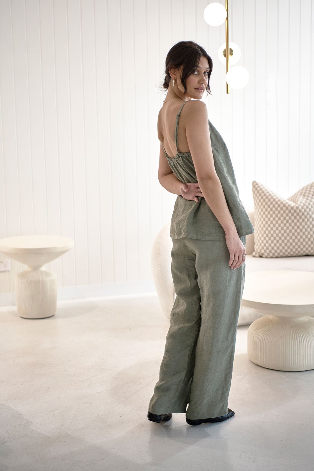 Wide Leg Linen Pant - Pistachio - Eadie Lifestyle